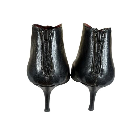 Christian Louboutin Black Leather Pointed Toe Booties 36.5 EU / US 6 Zip Back - Picture 6 of 10